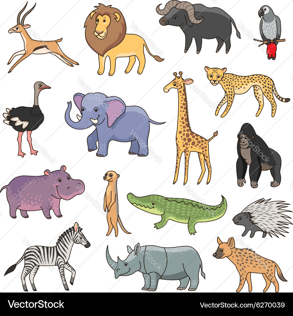Cute African Animals – Royalty-Free Vector | VectorStock, image size:1000x1077