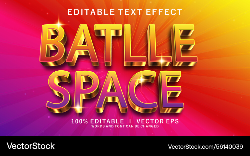 Editable text style effect 3d text Royalty Free Vector Image