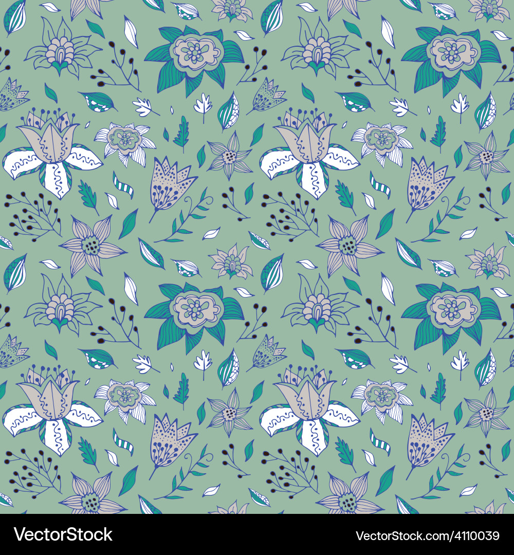 Elegant seamless pattern with abstract flowerson Vector Image