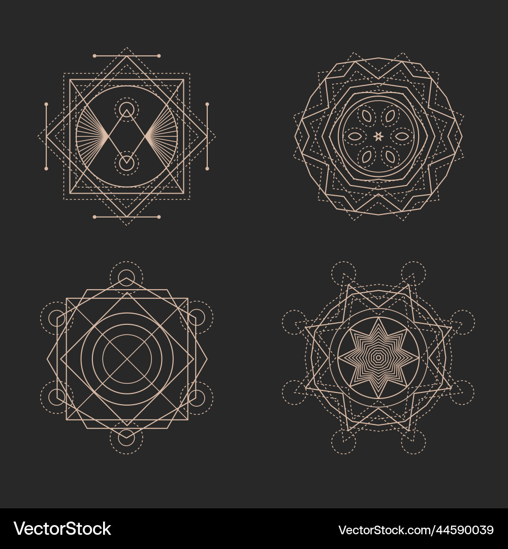 Flat design sacred geometry element set Flat design sacred geometry element set vector image