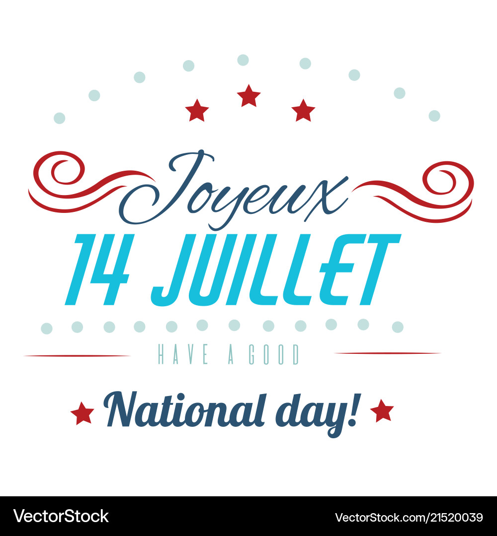 Happy bastille day greetings card design 14th Happy bastille day greetings card design 14th vector image