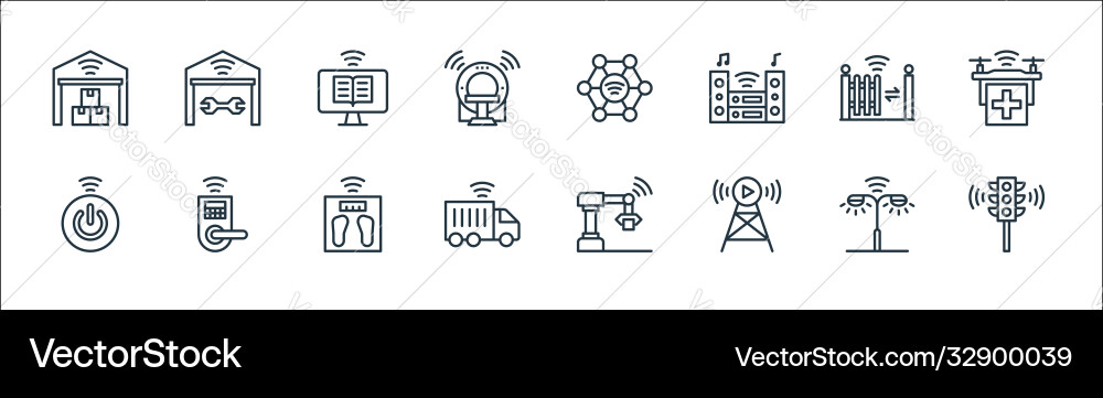 Internet things line icons linear set quality Vector Image