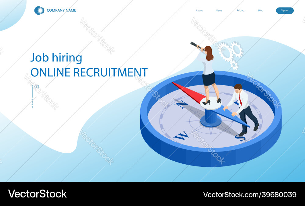 Isometric businessmen using compass for navigation Vector Image