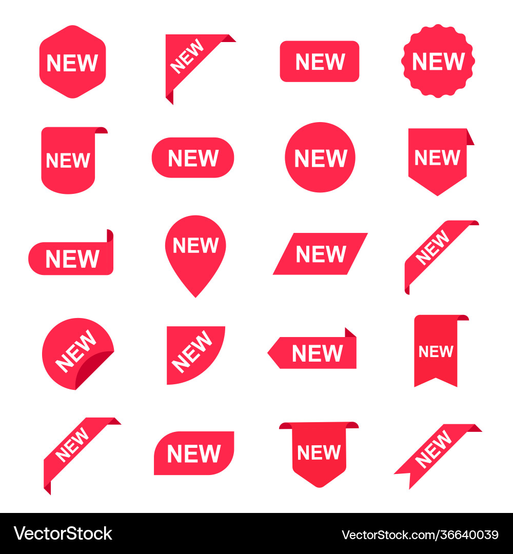 Neue Produktanzeige tags flach Neue Produktanzeige tags flach vektorbild