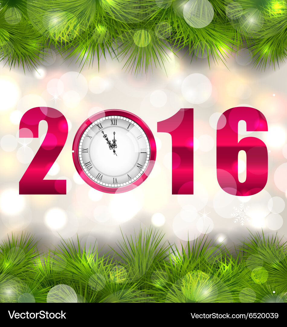 New year midnight background with clock and fir vector image