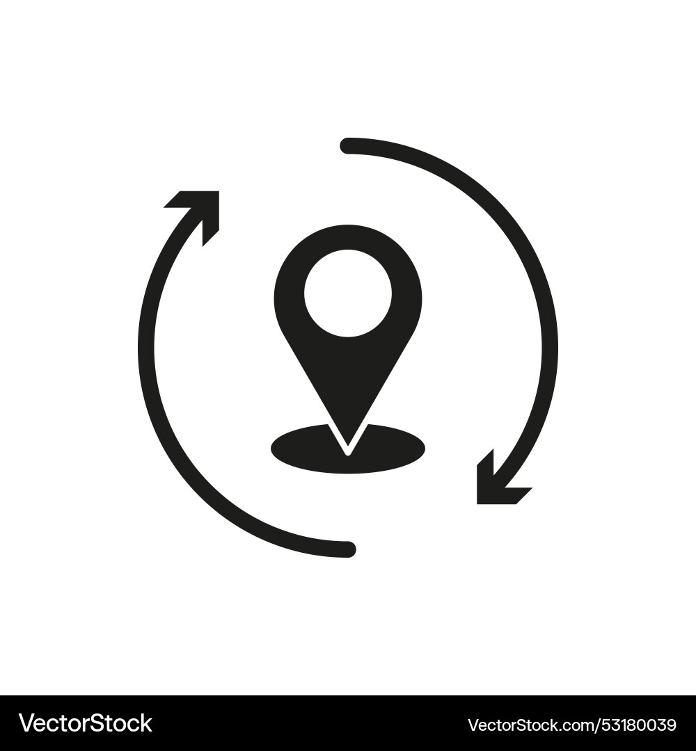 Pin maps in circular arrow update location icon Pin maps in circular arrow update location icon vector image