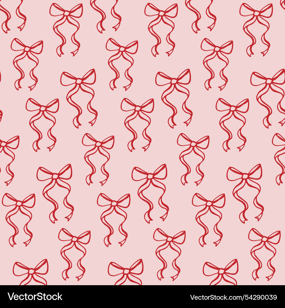 Ribbon and bows red seamless pattern Ribbon and bows red seamless pattern vector image