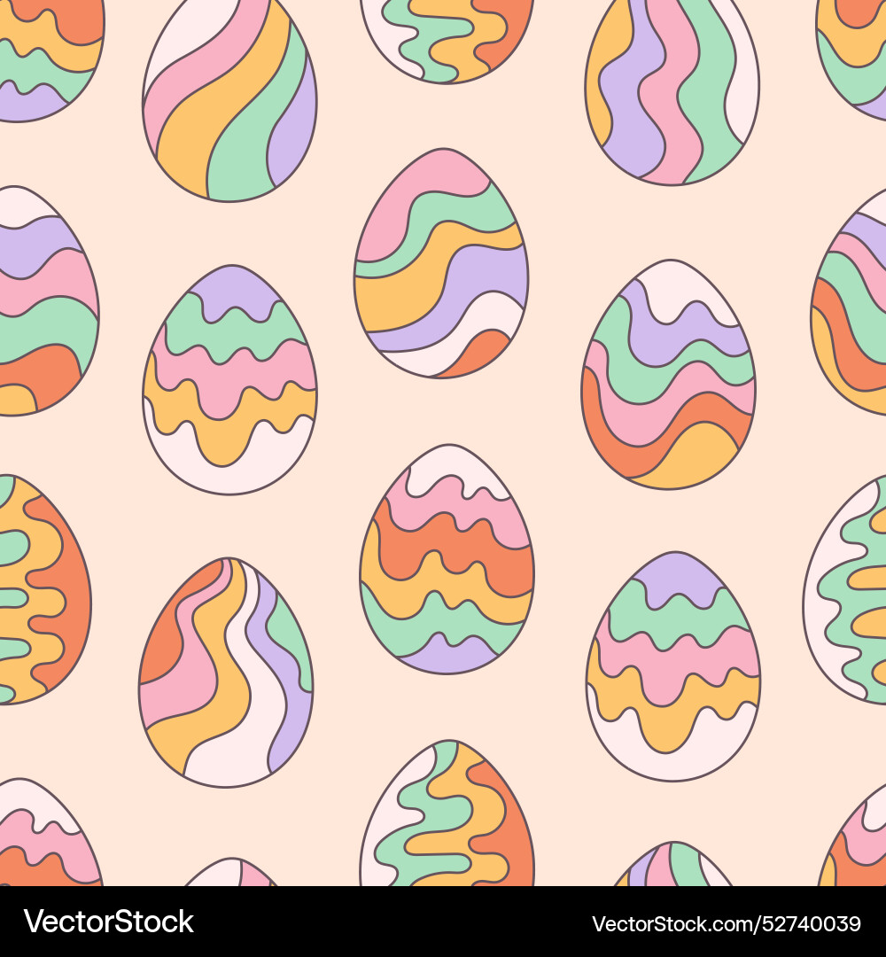 Seamless pattern with easter eggs in retro style Seamless pattern with easter eggs in retro style vector image