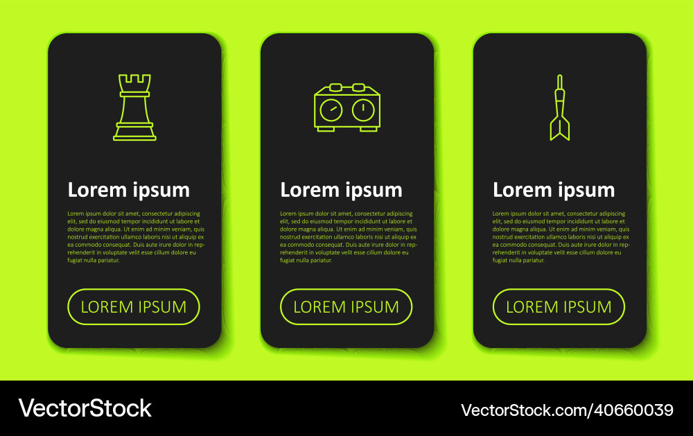 Set line chess time clock and dart arrow Set line chess time clock and dart arrow vector image