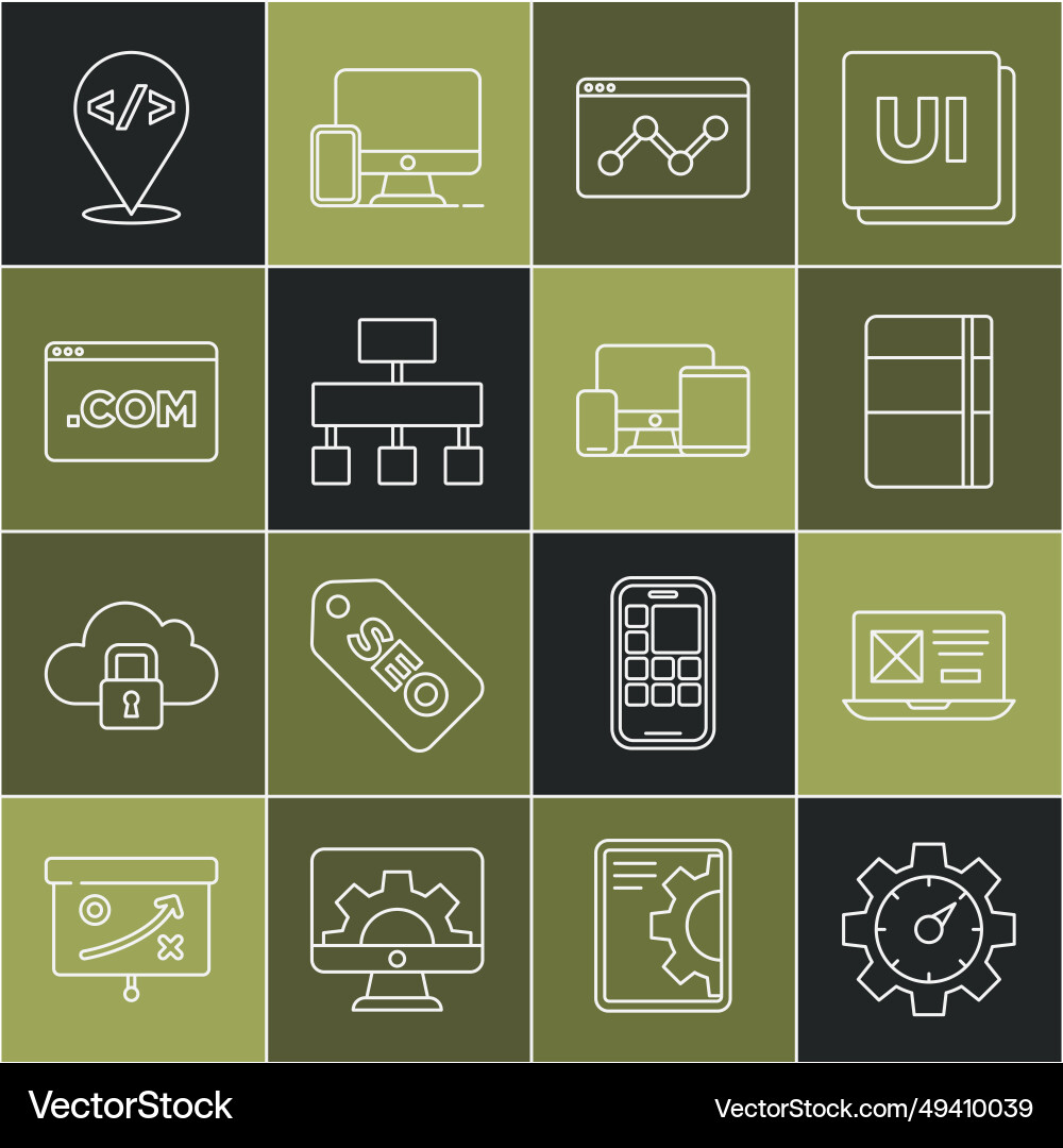 Set line website statistic ui or ux design Set line website statistic ui or ux design vector image