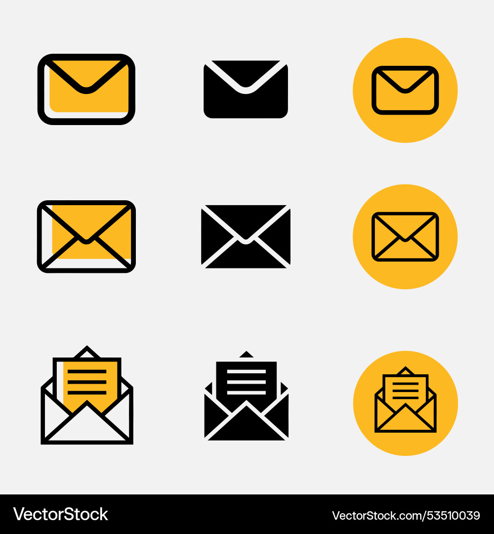 Simple set of message line icons in yellow color Vector Image