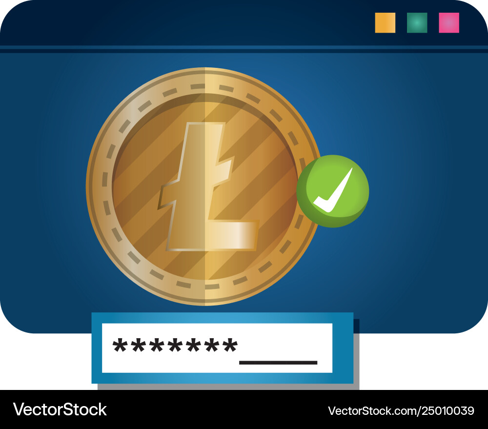 Template webpage with litecoin Vector Image
