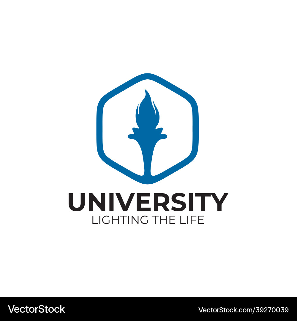 University logo with torch design template Vector Image
