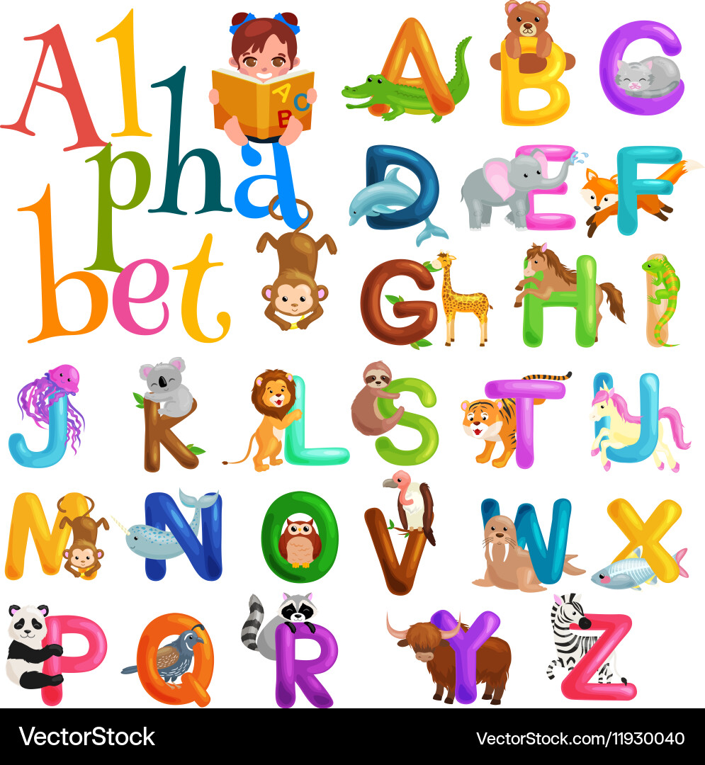 Animal Alphabet Set for Kids - ABC Learning Vector Image