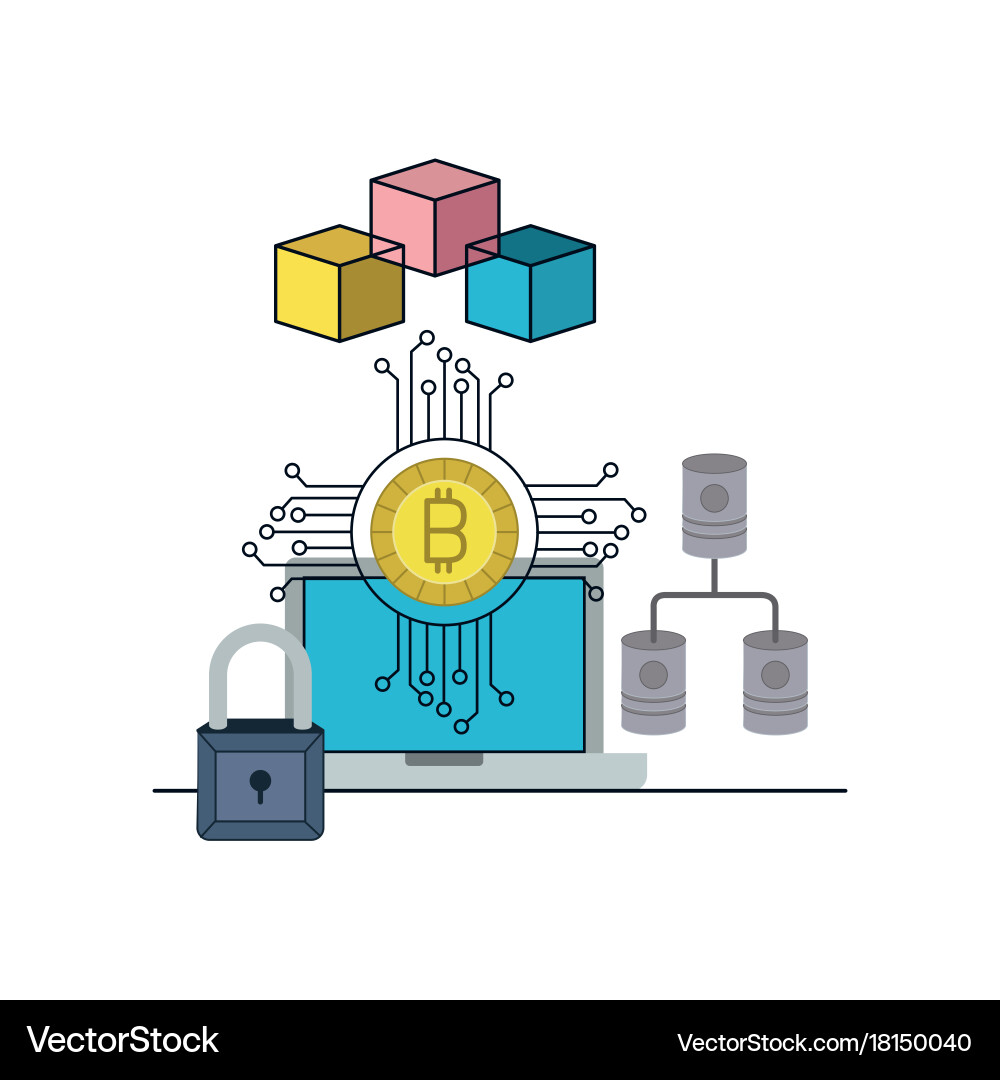 Bitcoin digital currency secure network desktop vector image