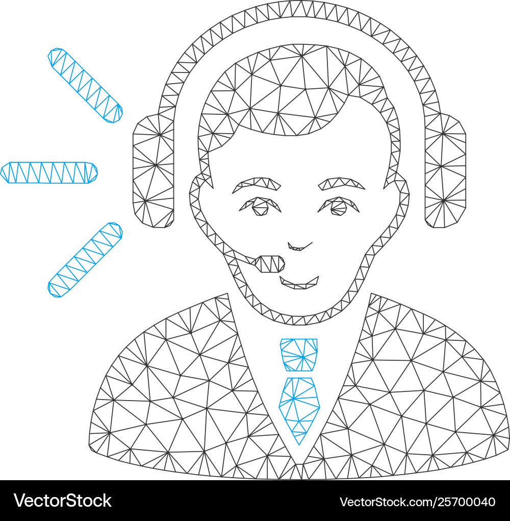 Call center operator polygonal frame mesh Call center operator polygonal frame mesh vector image