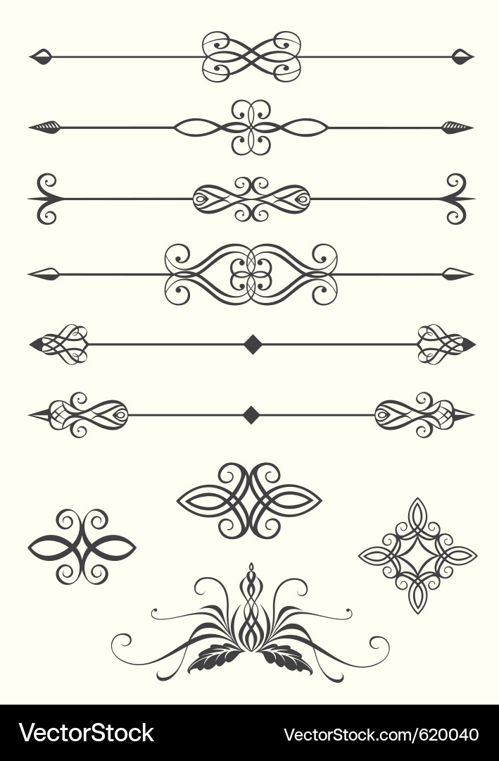 Calligraphic Line Dividers & Emblems vector image