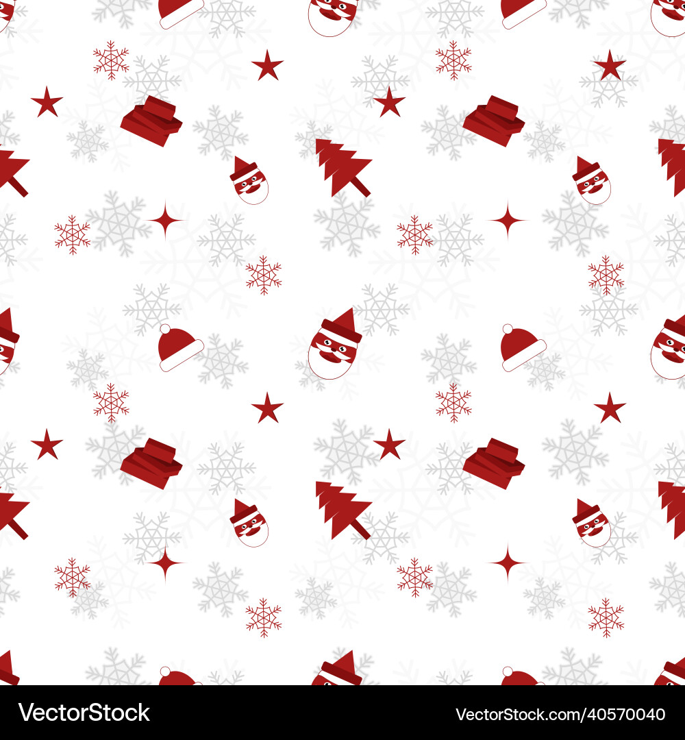 Christmas object silhouette repeat pattern in red vector image