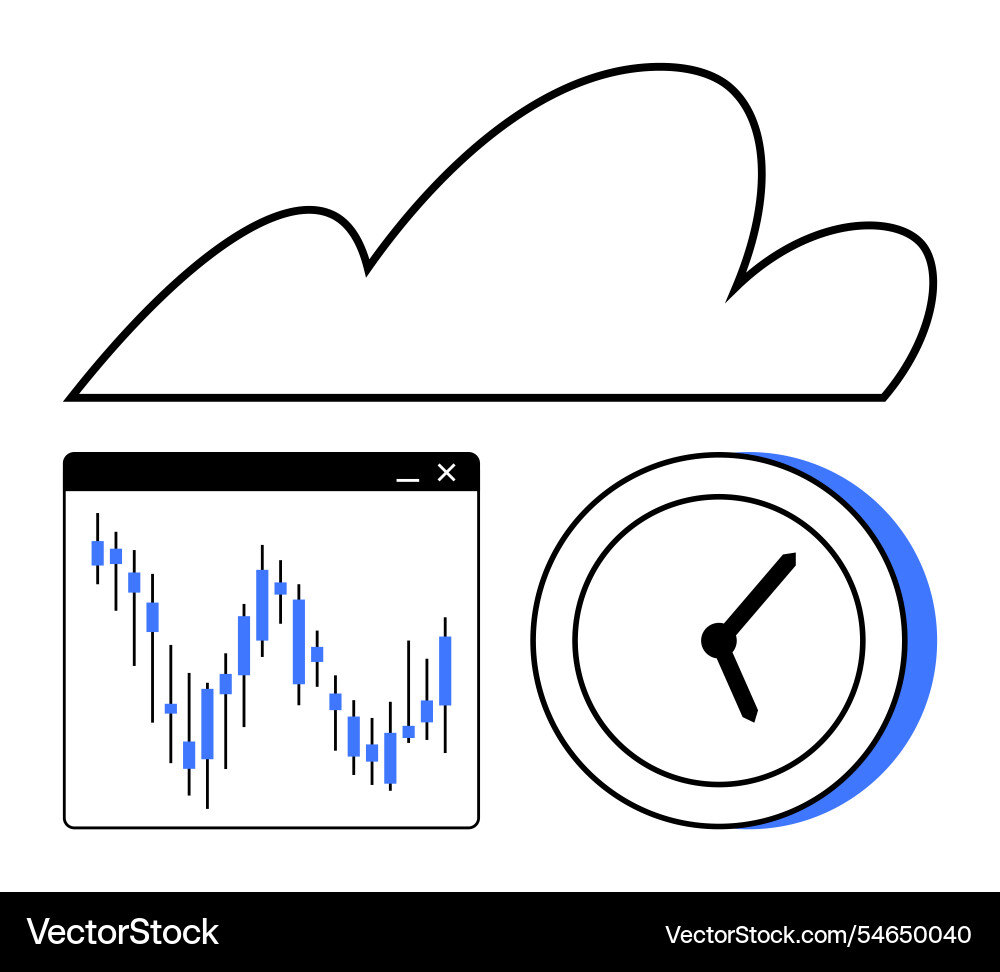 Cloud computing with stock market graph and time Cloud computing with stock market graph and time vector image