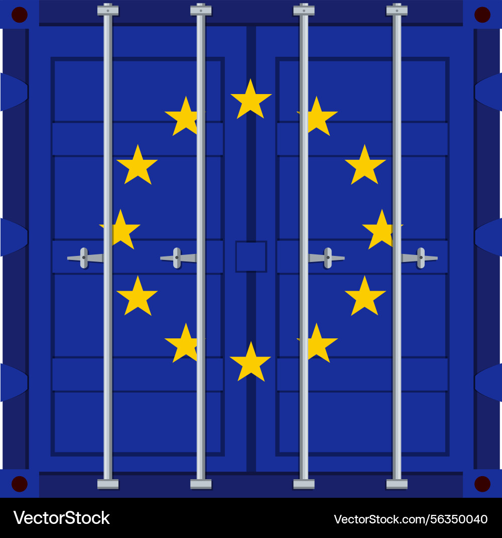 Container with eu flag symbolizing trade relations Vector Image