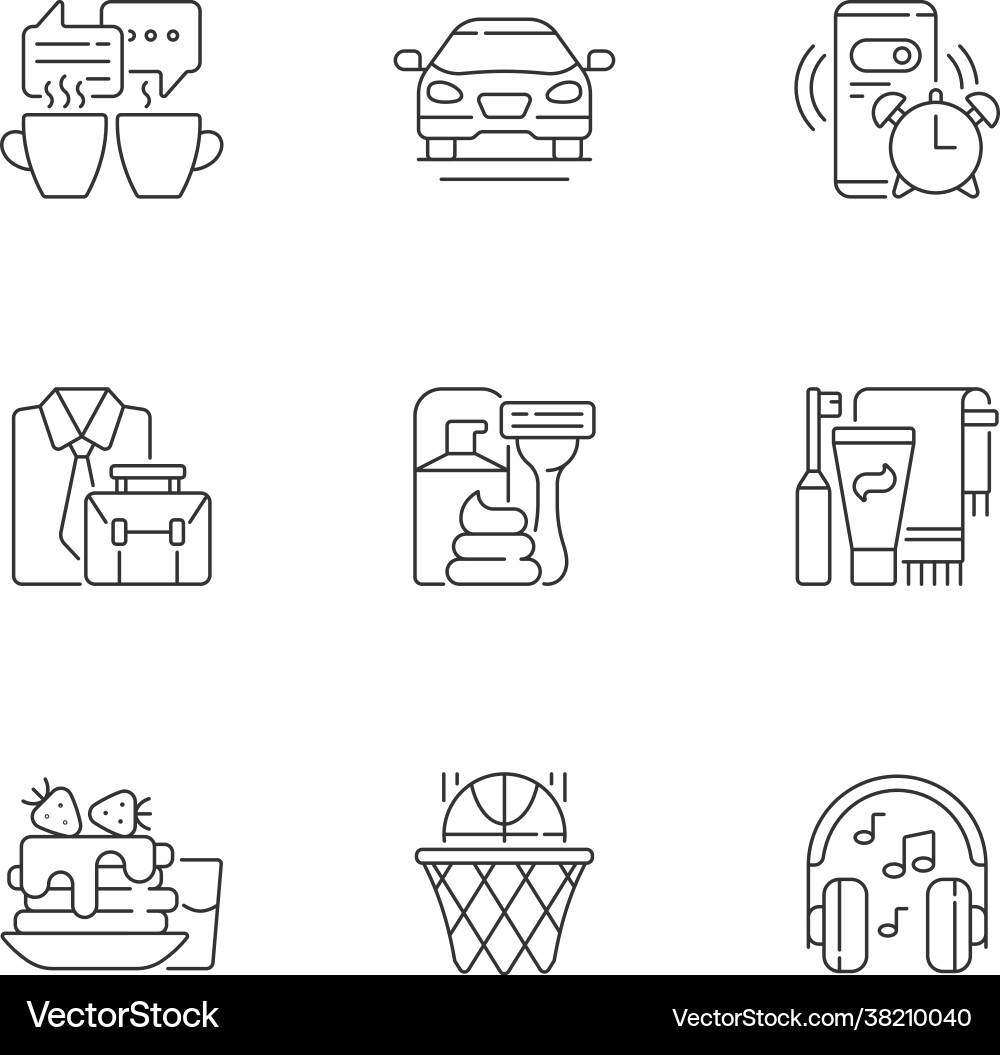 Daily Routine Icons - Linear Style vector image