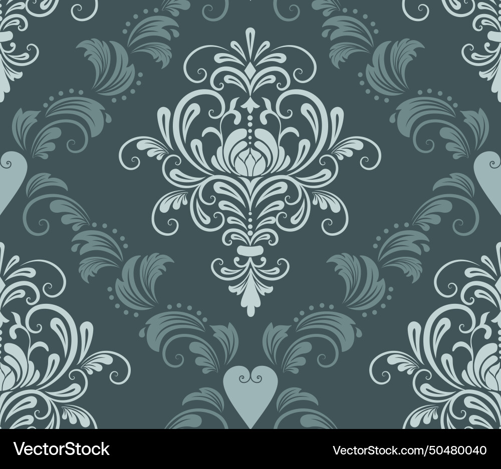 Damask seamless pattern element classical Damask seamless pattern element classical vector image