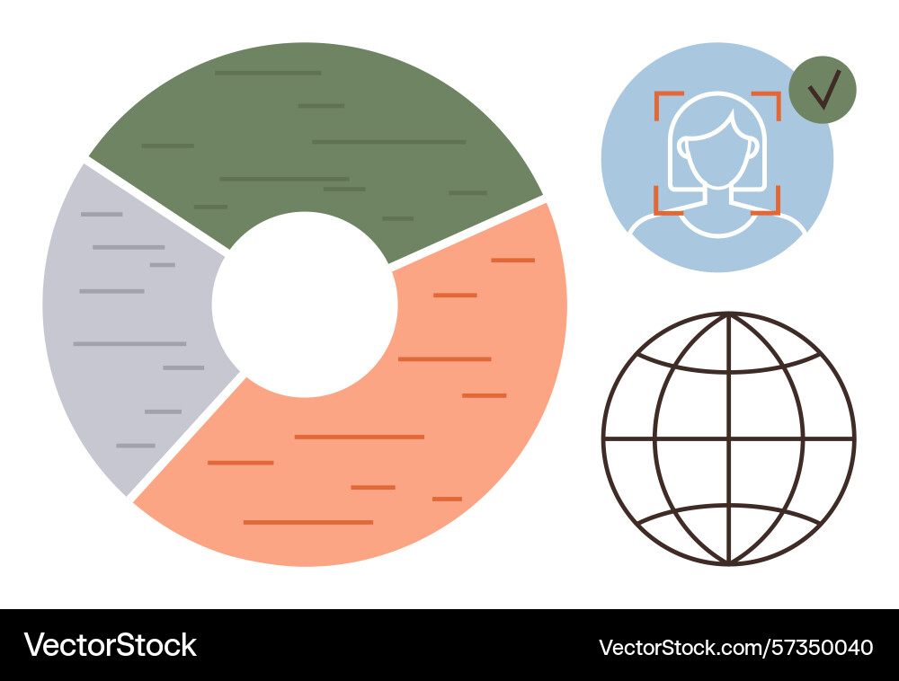 Data analysis with pie chart face recognition Data analysis with pie chart face recognition vector image