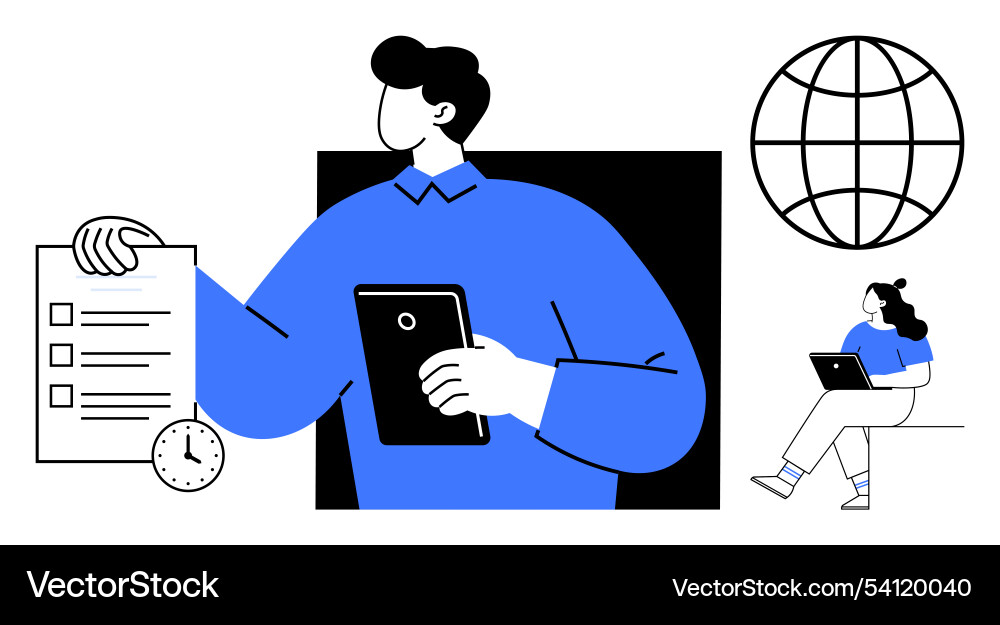 Digital workflow management with tablet Vector Image