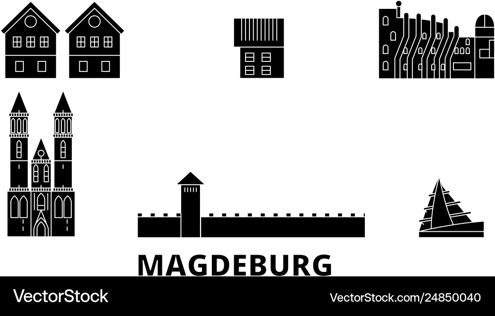 Germany magdeburg flat travel skyline set Germany magdeburg flat travel skyline set vector image