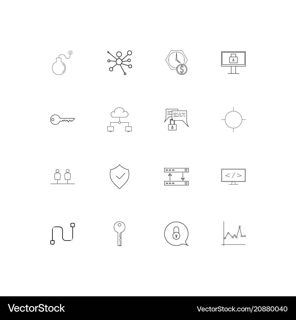Internet security linear thin icons set outlined Vector Image