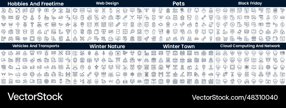 Linear style icons pack in this bundle include vector image