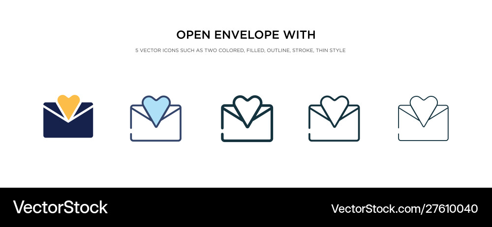 Open envelope with heart letter icon in different Open envelope with heart letter icon in different vector image