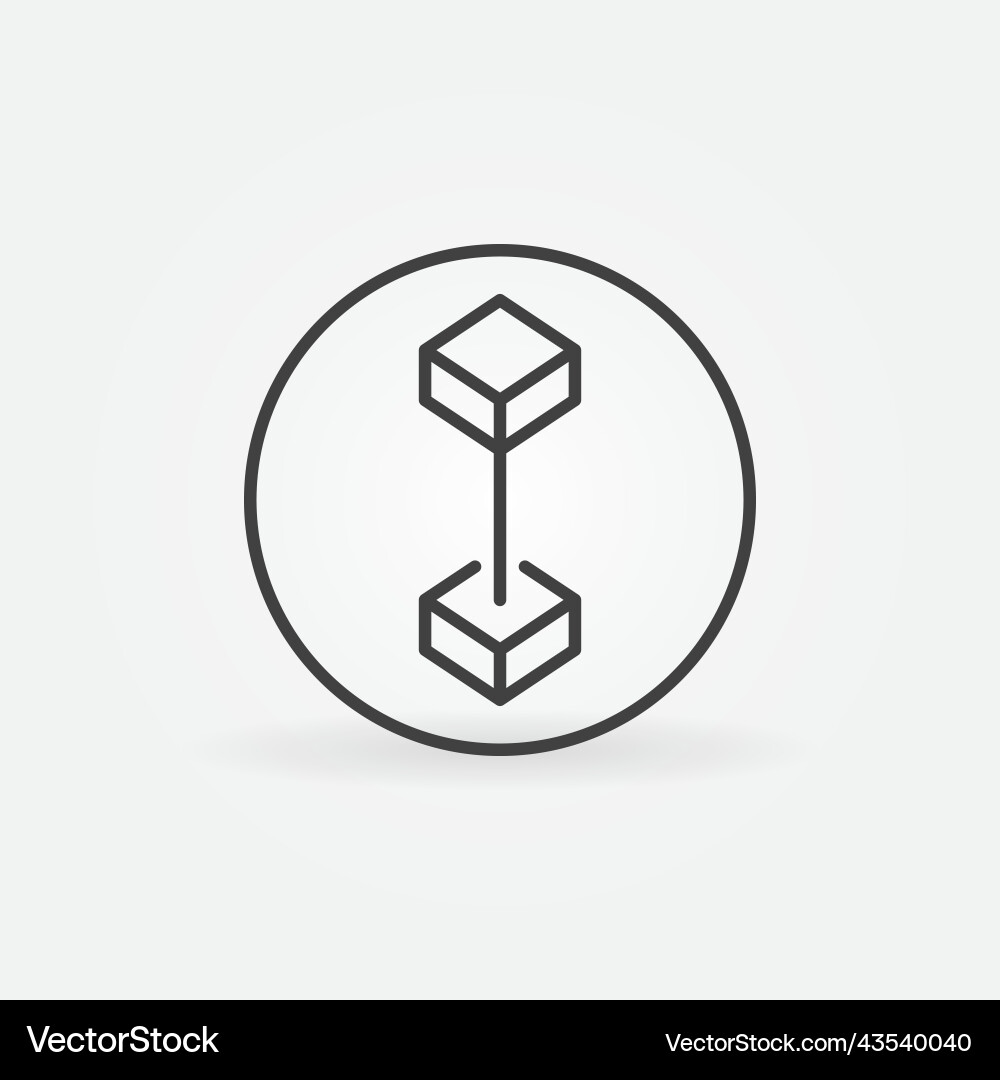 Pair of blocks - blockchain thin line round vector image