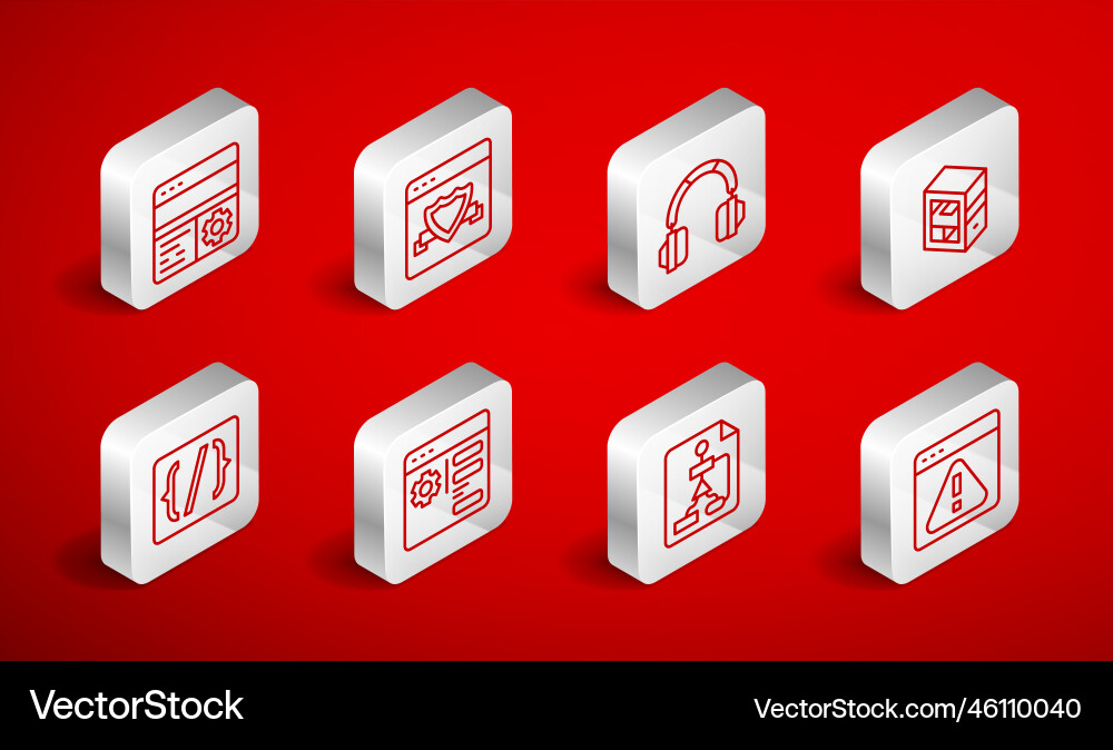Set line browser with exclamation mark shield Set line browser with exclamation mark shield vector image