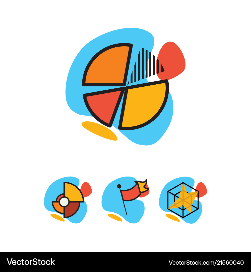 Set of colorful business icons line graphics Set of colorful business icons line graphics vector image