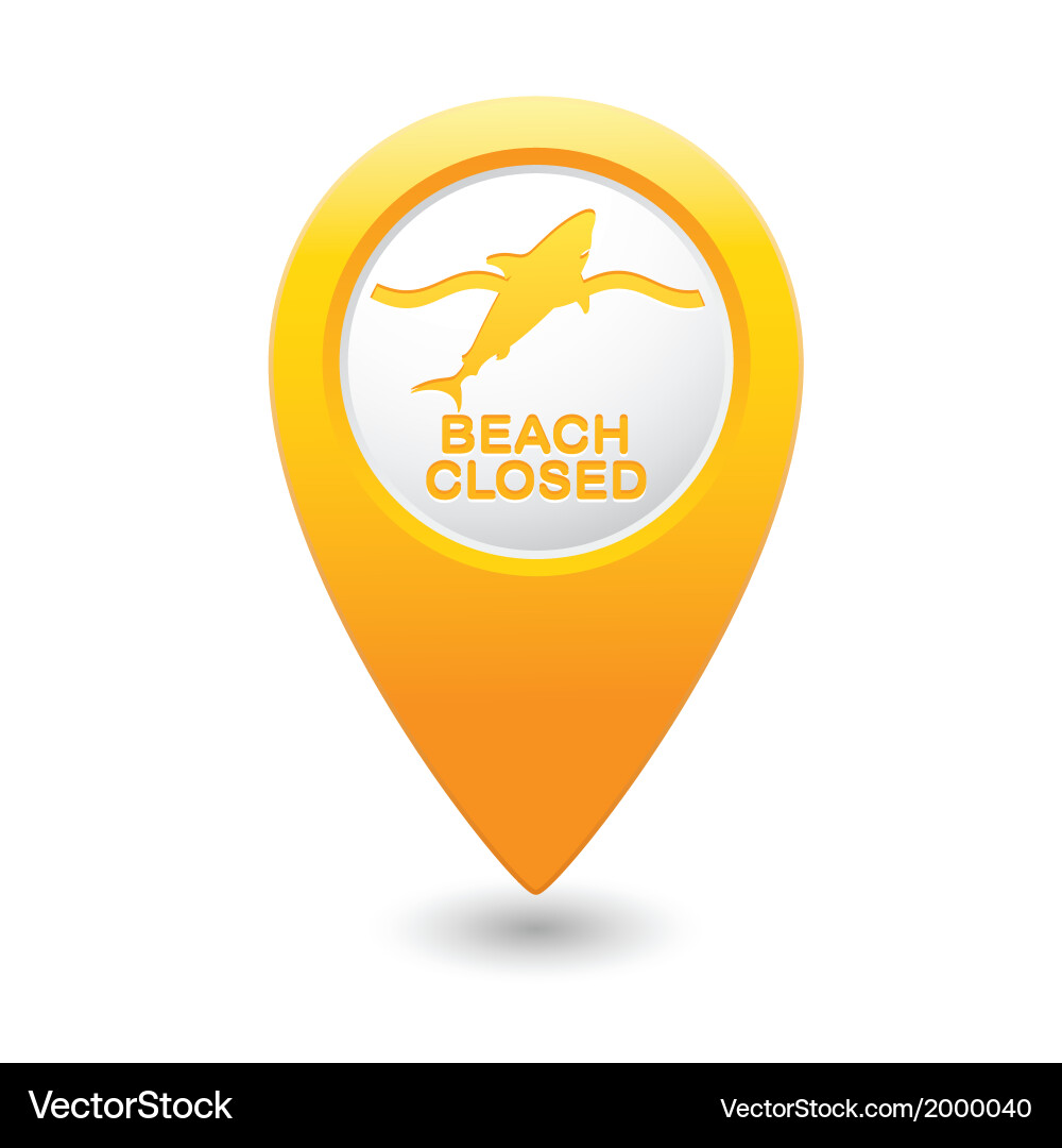 Shark icon yellow map pointer vector image
