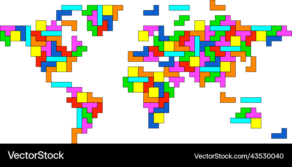 Tetris world map Tetris world map vector image