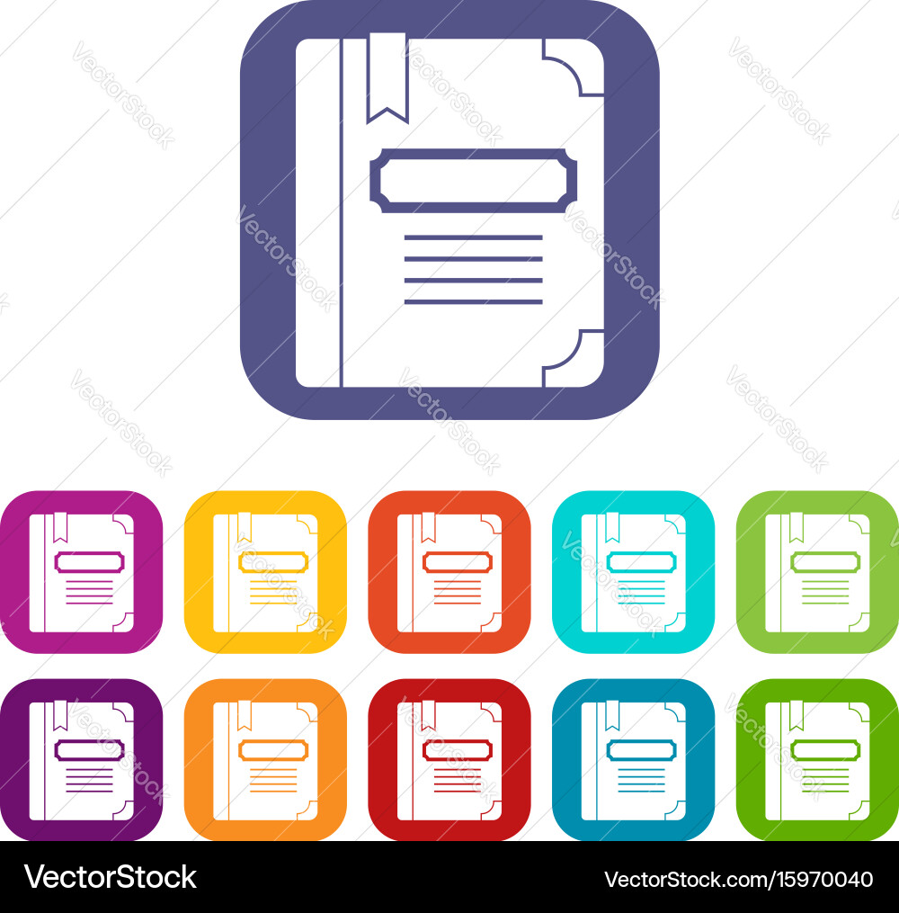 Tutorial with bookmark icons set Vector Image