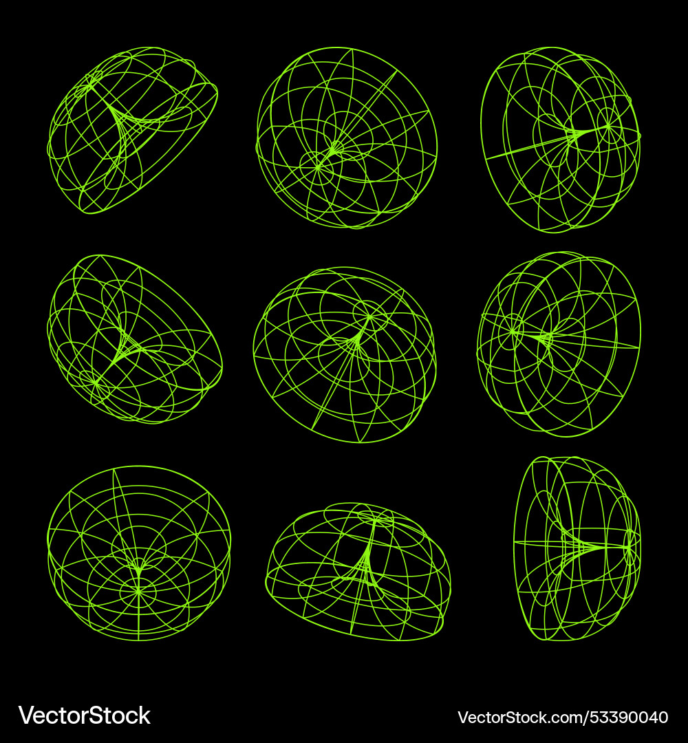 Wireframe lined shapes perspective mesh 3d grid Vector Image