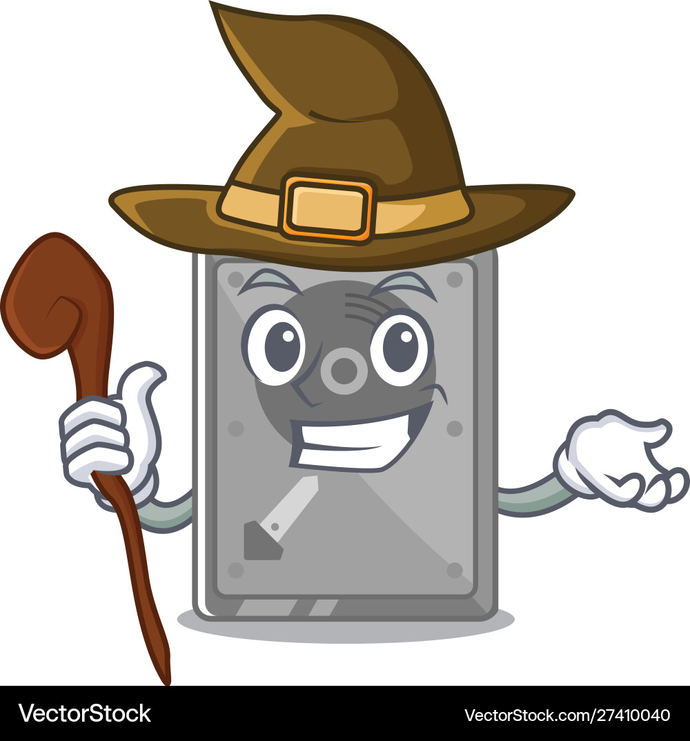 Witch internal hard drive above character table Vector Image