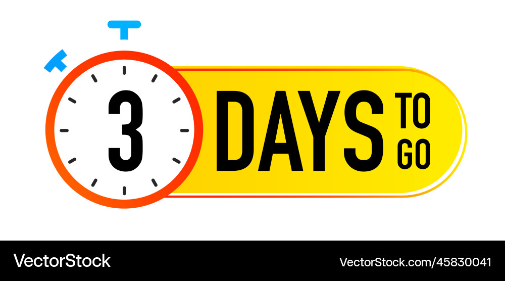 3 days to go timer symbol colorful style vector image