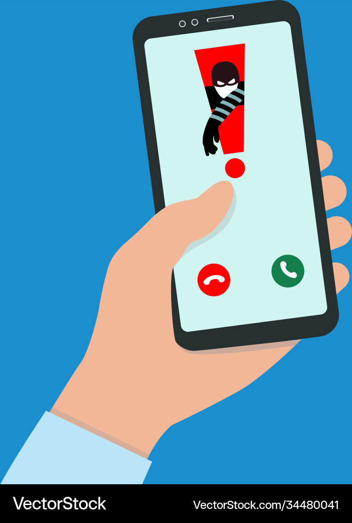 A hacker hacks smartphone spam call to your A hacker hacks smartphone spam call to your vector image