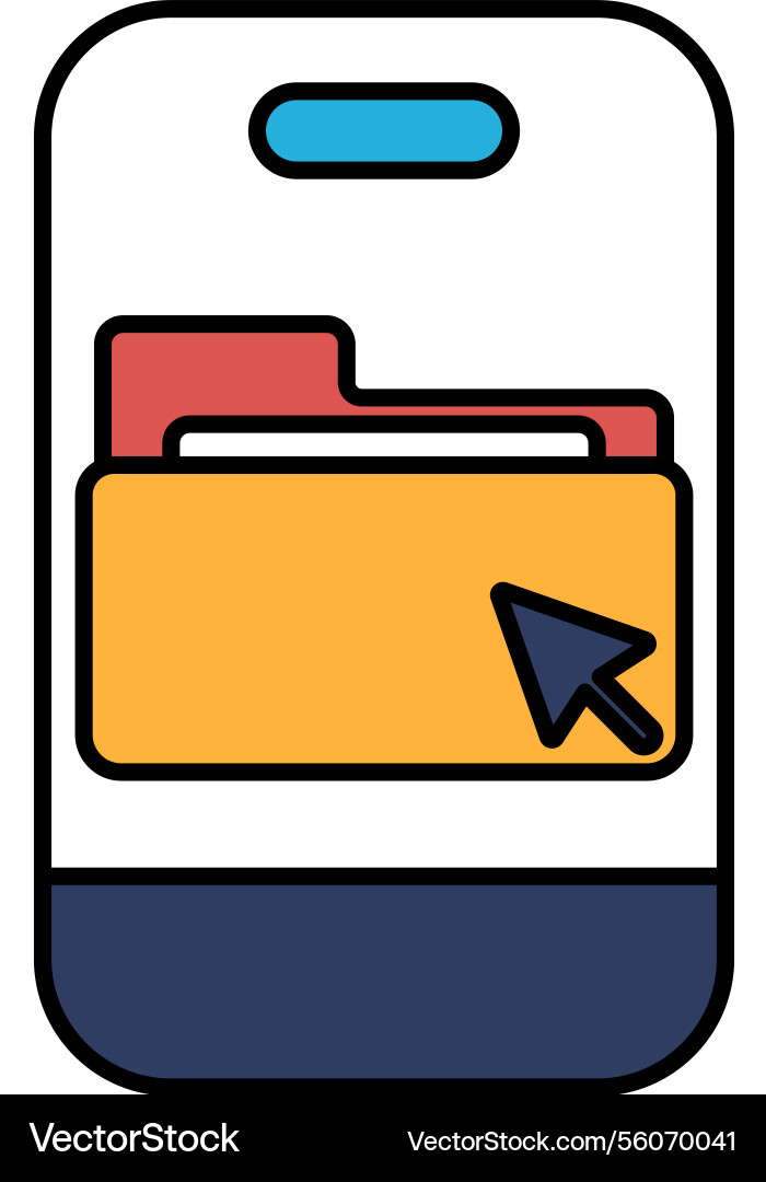 A phone with folder on it and mouse cursor vector image