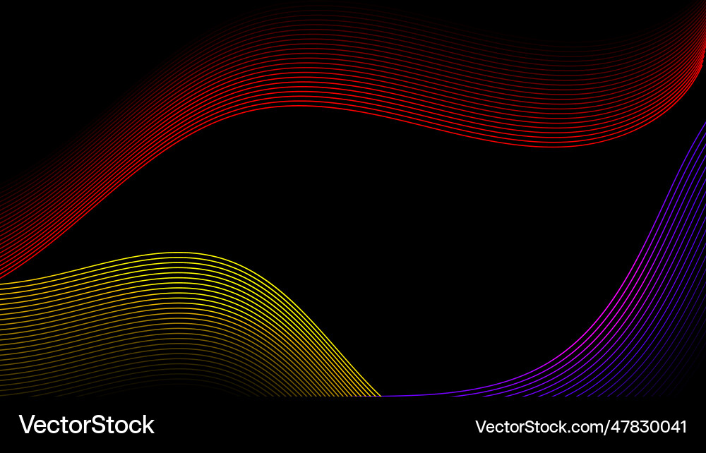 Abstract color lines wave pattern on black Abstract color lines wave pattern on black vector image