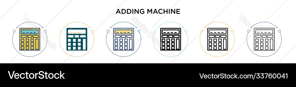 Adding machine icon in filled thin line outline Adding machine icon in filled thin line outline vector image