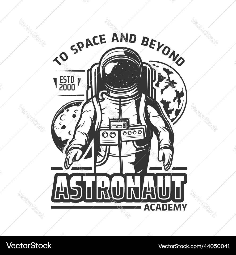 Astronaut academy icon emblem cosmonaut vector image