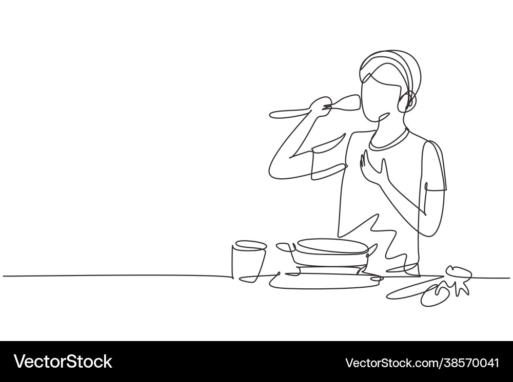 Continuous one line drawing handsome husband Vector Image