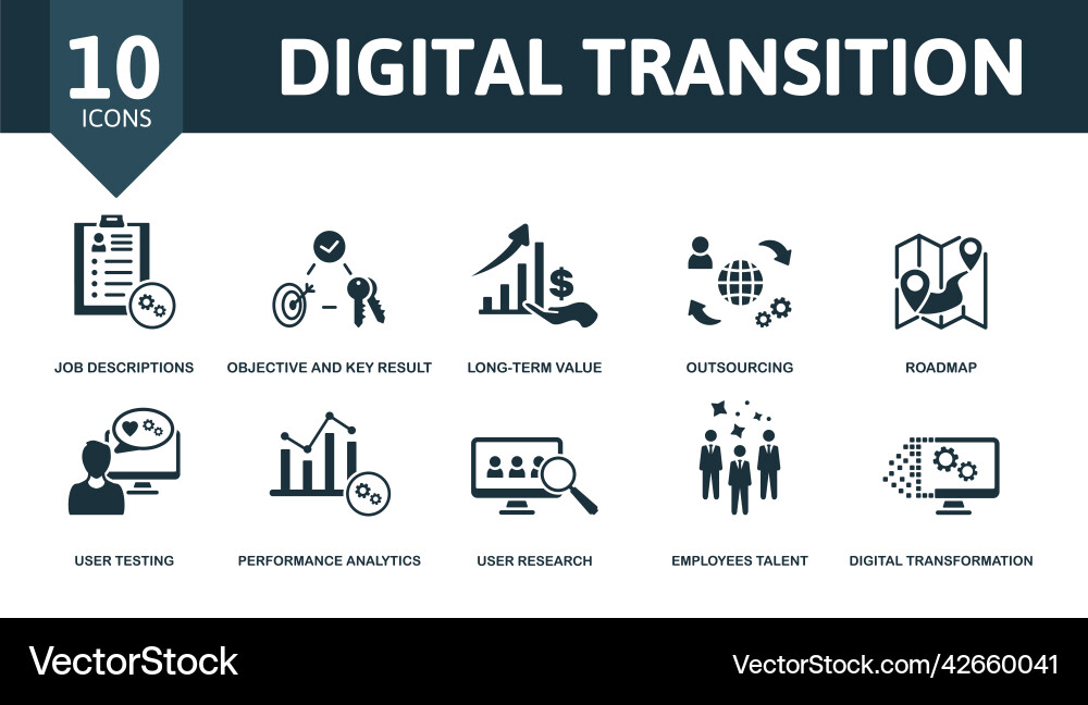 Digital transition set icon editable icons Digital transition set icon editable icons vector image
