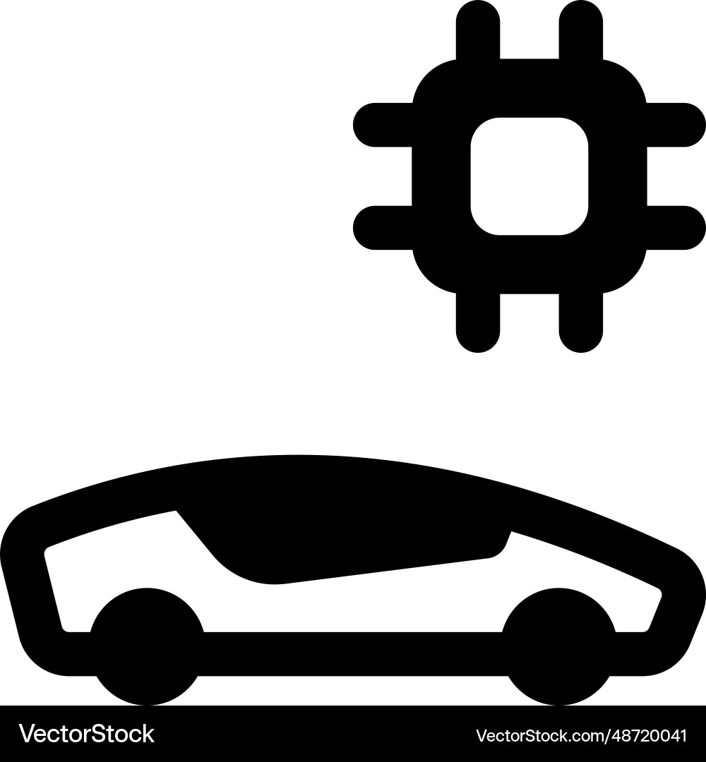 Ev car with microchip embedded isolated on white vector image