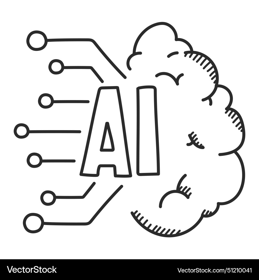 Generative artificial intelligence doodle icon Generative artificial intelligence doodle icon vector image
